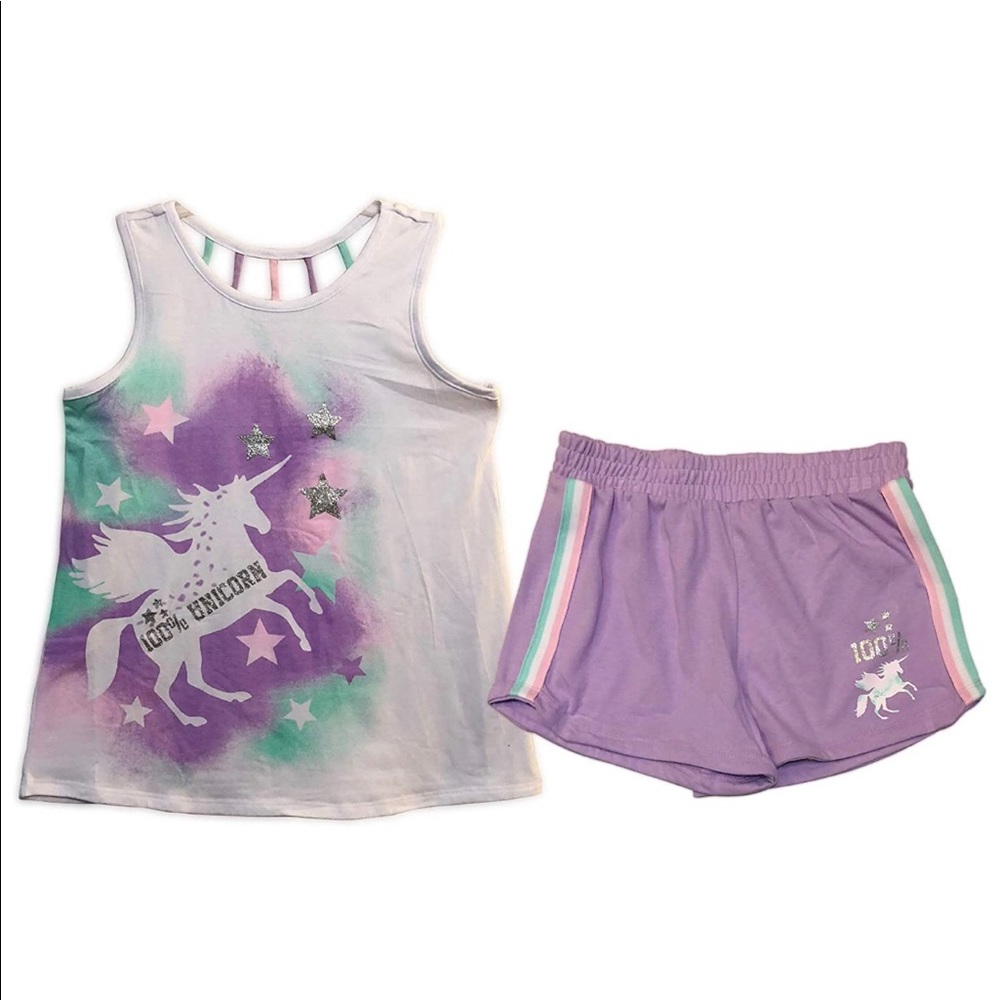Wonder Nation Girls 100% Unicorn Top & Shorts Set